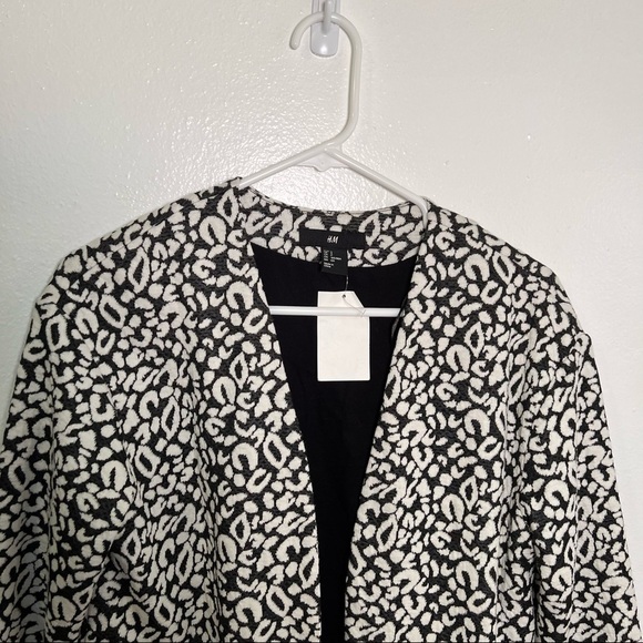H&M Open Blazer White Black Animal Print - Picture 3 of 10
